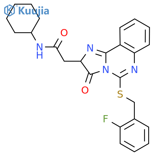 N-cyclohexyl-2-(5-{(2-fluorophenyl)methylsulfanyl}-3-oxo-2H,3H-imidazo1,2-cquinazolin-2-yl)acetamide structure
