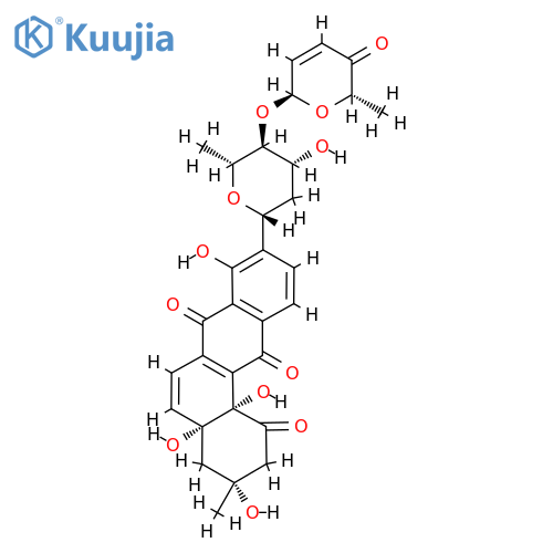 (3R)-9-[4-O-[(2R,6S)-5,6-Dihydro-6-methyl-5-oxo-2H-pyran-2-yl]-2,6-dideoxy-β-D-arabino-hexopyranosyl]-3,4,4a,12b-tetrahydro-3α,4aα,8,12bα-tetrahydroxy-3-methylbenz[a]anthracene-1,7,12(2H)-trione structure
